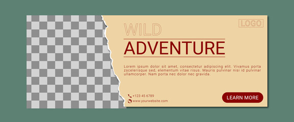 wild adventure banner design. nature template themed banner template