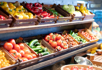 vegetable counter in the store