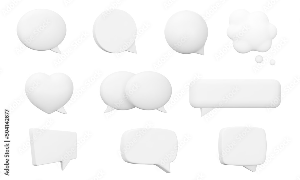 Fototapete speech bubbles set. speak bubble, chatting box. Isolated 3d object on a transparent background