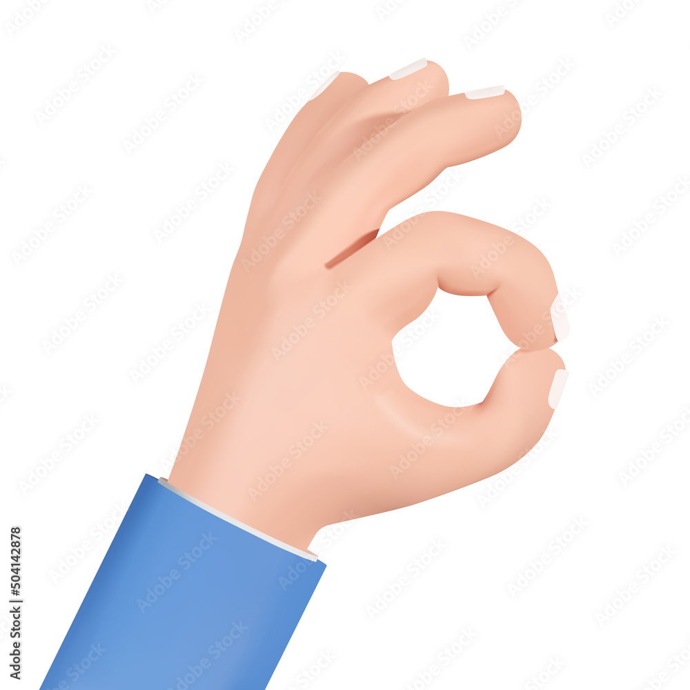 Aufkleber hand gesture ok. approval. isolated 3d object on a transparent background