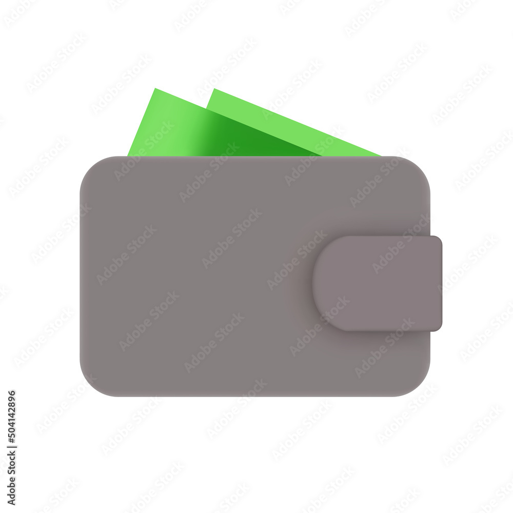 Poster Wallet icon. Isolated 3d object on a transparent background