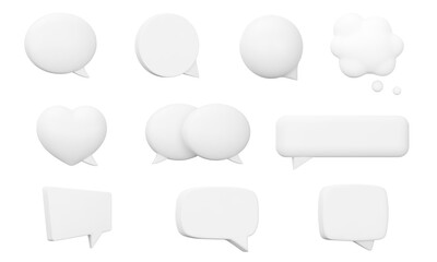 speech bubbles set. speak bubble, chatting box. Isolated 3d object on a transparent background