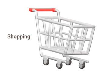 Shopping cart. Isolated 3d object on a transparent background