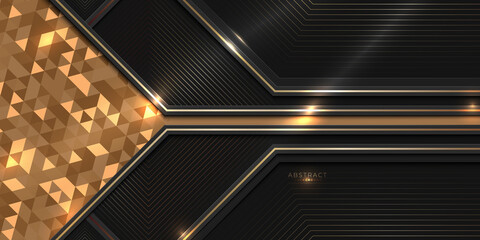 Luxury award background with golden shiny lines and triangular pattern