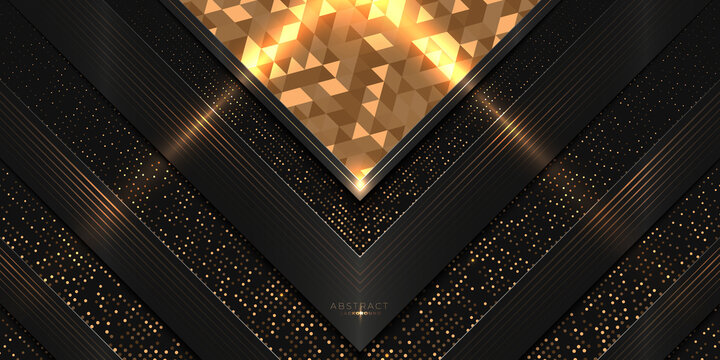 Luxury award background with golden shiny triangular pattern and glitters
