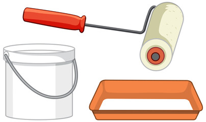 Painting tools set on white background