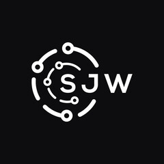 SJW technology letter logo design on black  background. SJW creative initials technology letter logo concept. SJW technology letter design.