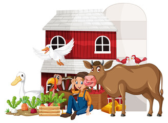 Farming theme with many animals