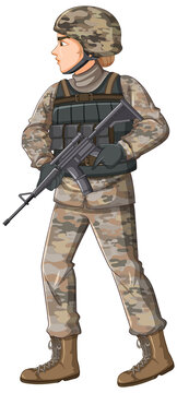 Soldier in uniform cartoon character