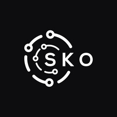 SKO technology letter logo design on black  background. SKO creative initials technology letter logo concept. SKO technology letter design.