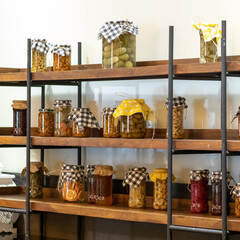 Fototapeta na wymiar jars of pickles in the kitchen