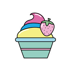 vector cartoon doodle cupcake, bright and colorful, baby image, sticker