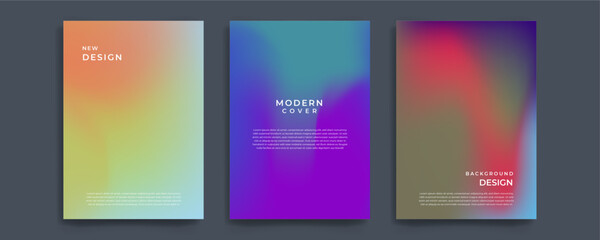 Abstract pastel gradient fluid liquid cover template. Set of modern poster with vibrant graphic color, hologram, thin line. Minimal style design for flyer, brochure, background, wallpaper, banner. © semarjowodesign