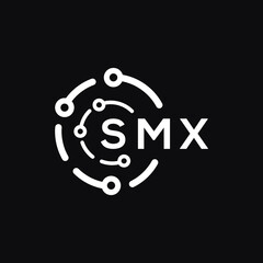 SMX technology letter logo design on black  background. SMX creative initials technology letter logo concept. SMX technology letter design.