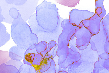 Alcohol ink blue, purple texture. Watercolor background for design.  High resolution oil painted texture for text. Seamless backdrop. Pink  brushstroke on canvas. Blank space for design.