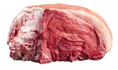 Isolated raw pulp meat with fat on the white background