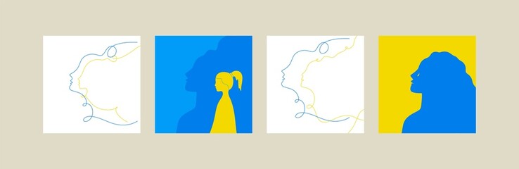 Set of abstract vector backgrounds in ukraine flag colors