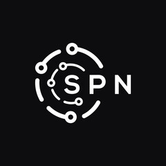 SPN technology letter logo design on black  background. SPN creative initials technology letter logo concept. SPN technology letter design.