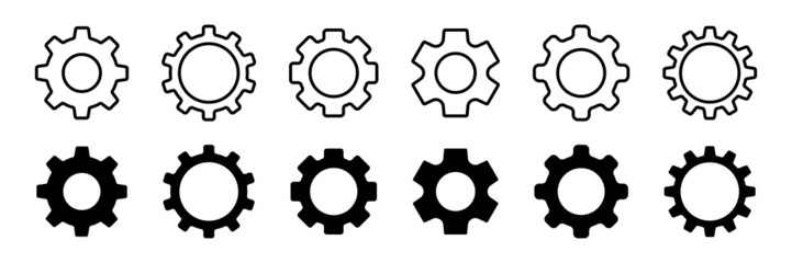 Gear setting icon set. Cog wheel icon. Gear wheel icon. Gear setting icon collection - obrazy, fototapety, plakaty