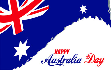 Happy Australia day lettering calligraphy with flagmap of Australia