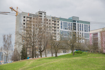 Fototapeta na wymiar Minsk, Belarussia. City infrastructure, street with buildings.
