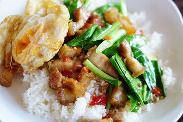 Kale Crispy Pork Belly and Fried Egg