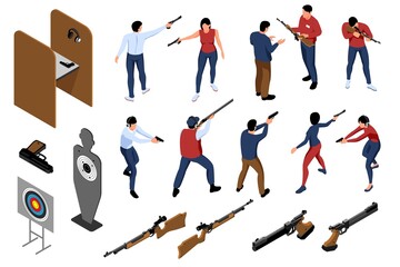 Shooting Range Isometric Icons © Macrovector