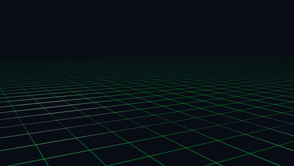 3D illustration, Landscape green Terrain Grid Abstract Background, Cybersecurity