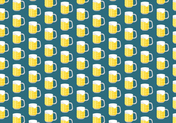 Estampado de jarras de cerveza sobre fondo azul