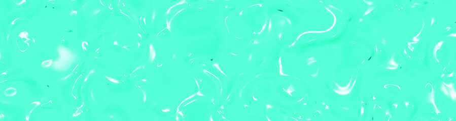 Fototapeta na wymiar abstract texture of glass surface of blue green. Glossy surface of water. Texture of liquid molten gold. Banner for insertion into site. Horizontal image. 3D image. 3D rendering.