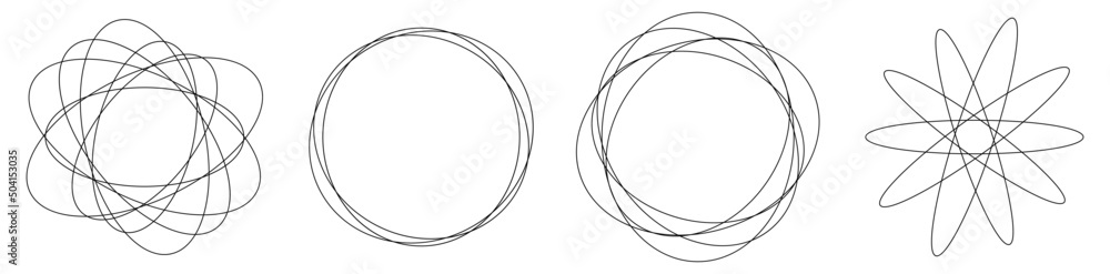 Poster random circles, circular rings geometric design element