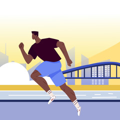 running jogging man sport healthy lifestyle in city town isolated vector 