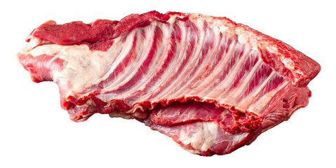 Isolated fresh raw beef ribs meat part on the white background