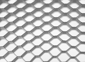 Honeycomb Mosaic, White Background. geometric mesh cell structure. Abstract white background with...