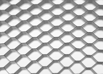 Honeycomb Mosaic, White Background. geometric mesh cell structure. Abstract white background with hexagon grid.