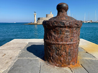 Mandraki Port and Colossus of Rhodes,