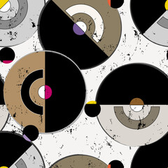 Obraz premium seamless geometric pattern background, retro, art nouveau style, with circles, paint strokes and splashes