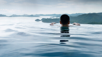Boy swimming in the sea