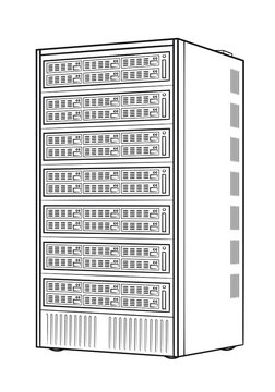 Servers allocated in data center vector stock illustration.
