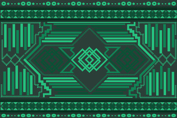 The fabric pattern uses geometric shapes. Beautiful green background, used to destroy the curtain, textile pattern, repeating patterns, various colors, weights, patterns, patterns representing the old