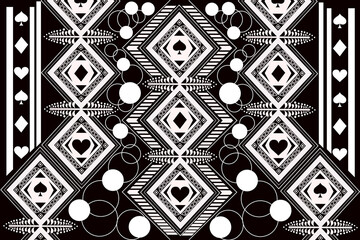 Digital design fabric pattern is simple but modern geometric pattern in black and white tone. There are light patterns in the work or monochrome. Used for embroidery and weaving in the garment industr