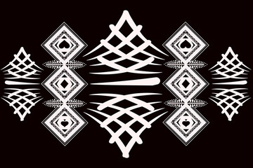 Digital design fabric pattern is a simple geometric line with few details in black and white tones. There are light patterns in the work or monochrome. Used for embroidery and weaving in the garment i