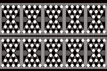 Digitally designed fabric pattern is horizontally oriented in black, white or monochrome tones, used for embroidery and woven work in the garment industry.