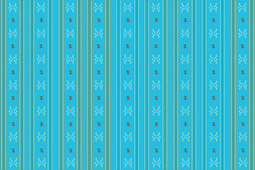 Digitally designed fabric pattern in bright colors used in textiles. The embroidery pattern comes from vertical upward geometry.
