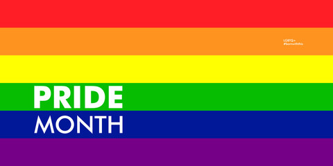 LGBTQ Pride Banner. Pride month celebration text with LGBTQ Flag Colors. Pride month background with typography. Vector Illustration