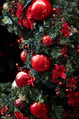 Christmas decorations on a red background