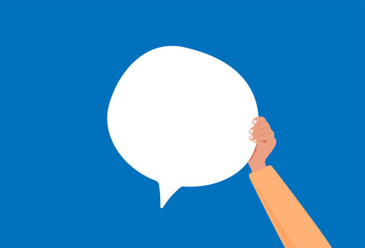 Speech bubble icon in hand illustration for your text