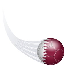 Soccer ball in Qatar colors on white background	