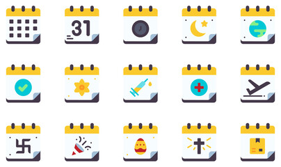 Set of Vector Icons Related to Calendar And Dates. Contains such Icons as Calendar, day, time, event, schedule, administration and more.