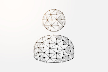 User avatar 3d low poly symbol with connected dots. Teamwork, businessman design vector illustration. Profile polygonal wireframe